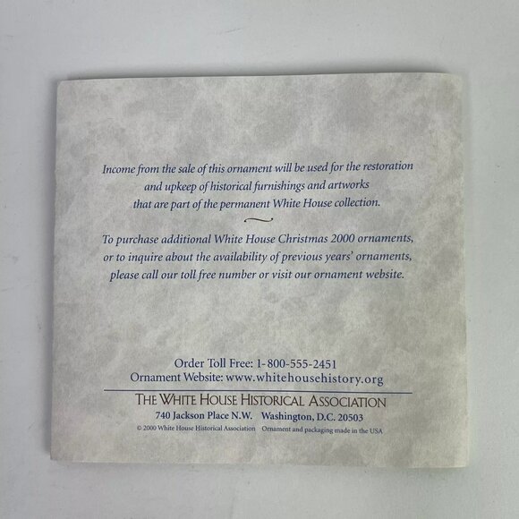 Christmas 2000 The White House Historical 200th Anniversary Ornament Box Certify - Picture 6 of 10